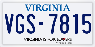 VA license plate VGS7815