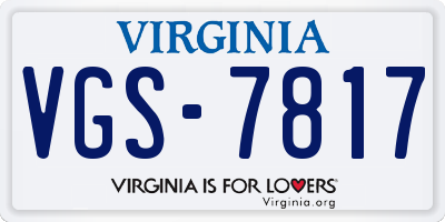 VA license plate VGS7817