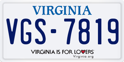VA license plate VGS7819