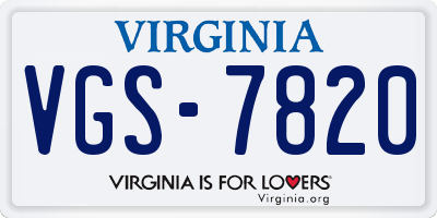 VA license plate VGS7820