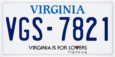 VA license plate VGS7821