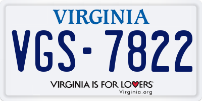 VA license plate VGS7822