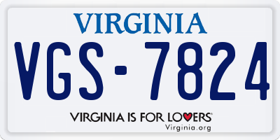 VA license plate VGS7824