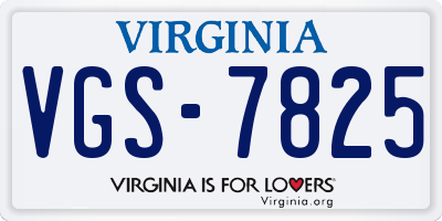 VA license plate VGS7825