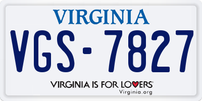 VA license plate VGS7827