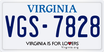 VA license plate VGS7828