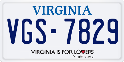 VA license plate VGS7829