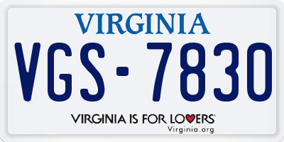 VA license plate VGS7830
