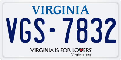 VA license plate VGS7832