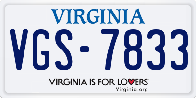 VA license plate VGS7833
