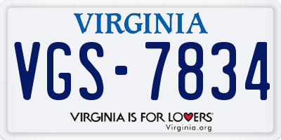 VA license plate VGS7834