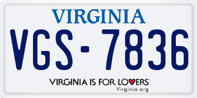 VA license plate VGS7836