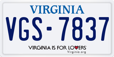 VA license plate VGS7837