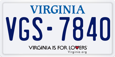 VA license plate VGS7840