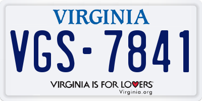VA license plate VGS7841