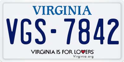 VA license plate VGS7842