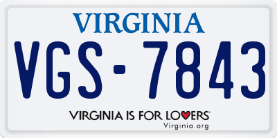 VA license plate VGS7843