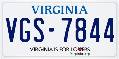 VA license plate VGS7844