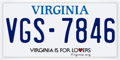 VA license plate VGS7846