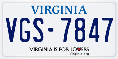 VA license plate VGS7847