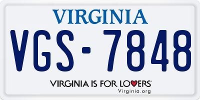 VA license plate VGS7848