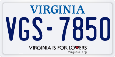 VA license plate VGS7850