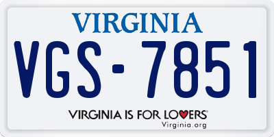 VA license plate VGS7851