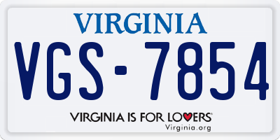 VA license plate VGS7854