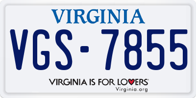 VA license plate VGS7855