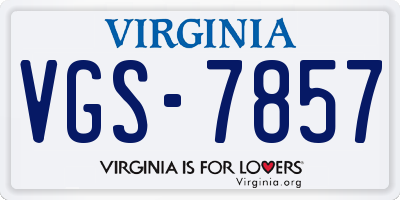 VA license plate VGS7857