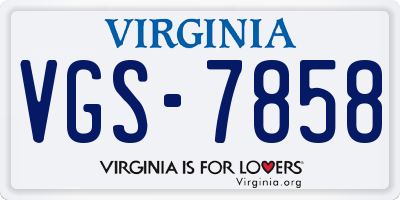 VA license plate VGS7858