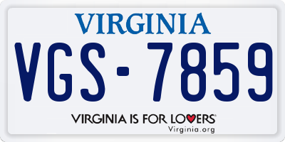VA license plate VGS7859