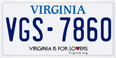 VA license plate VGS7860