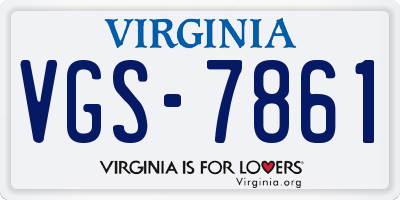 VA license plate VGS7861