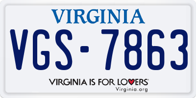 VA license plate VGS7863