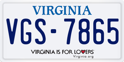 VA license plate VGS7865