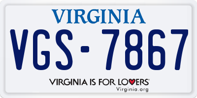 VA license plate VGS7867