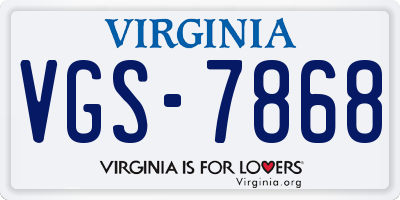 VA license plate VGS7868
