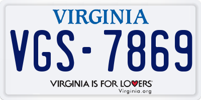 VA license plate VGS7869