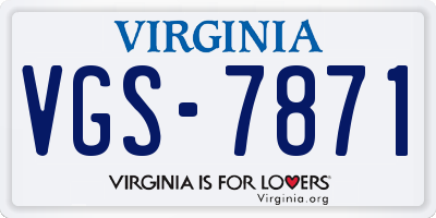 VA license plate VGS7871
