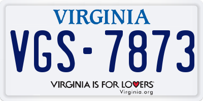 VA license plate VGS7873