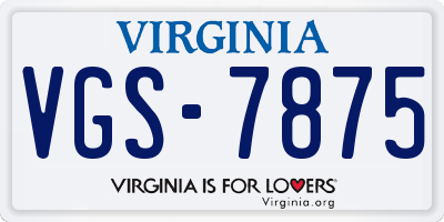 VA license plate VGS7875