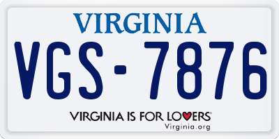 VA license plate VGS7876