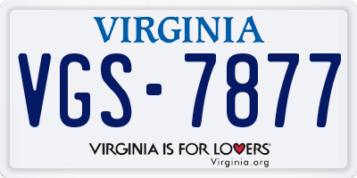 VA license plate VGS7877