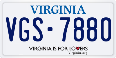 VA license plate VGS7880