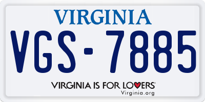 VA license plate VGS7885