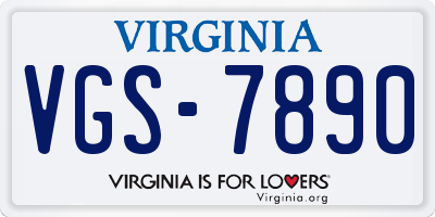 VA license plate VGS7890