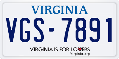 VA license plate VGS7891