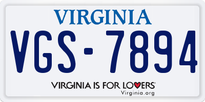 VA license plate VGS7894