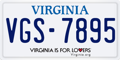 VA license plate VGS7895